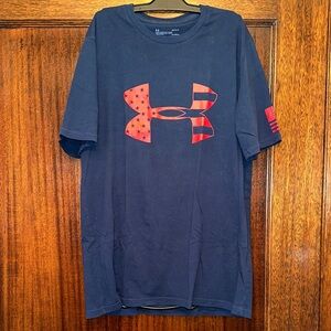 Under Armour Men's Blue and Red Graphic Tee